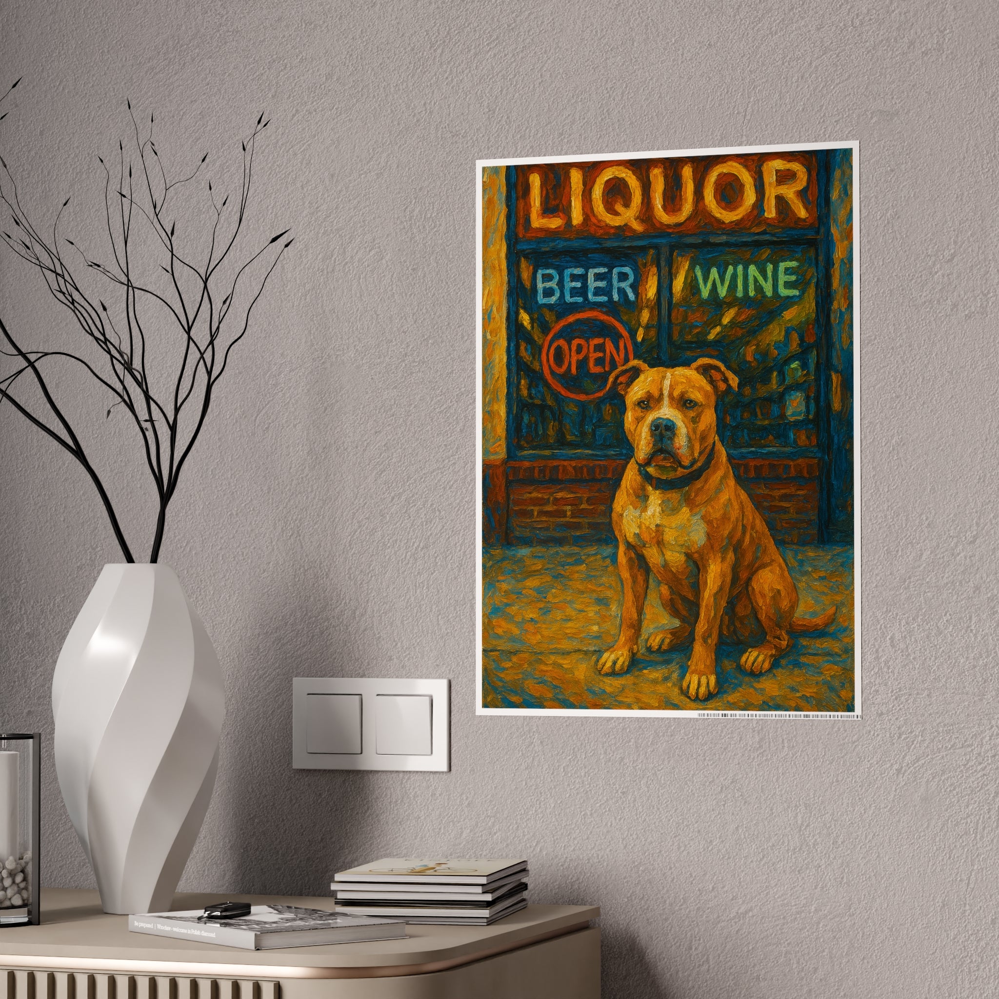Vintage Dog Open Liquor Poster