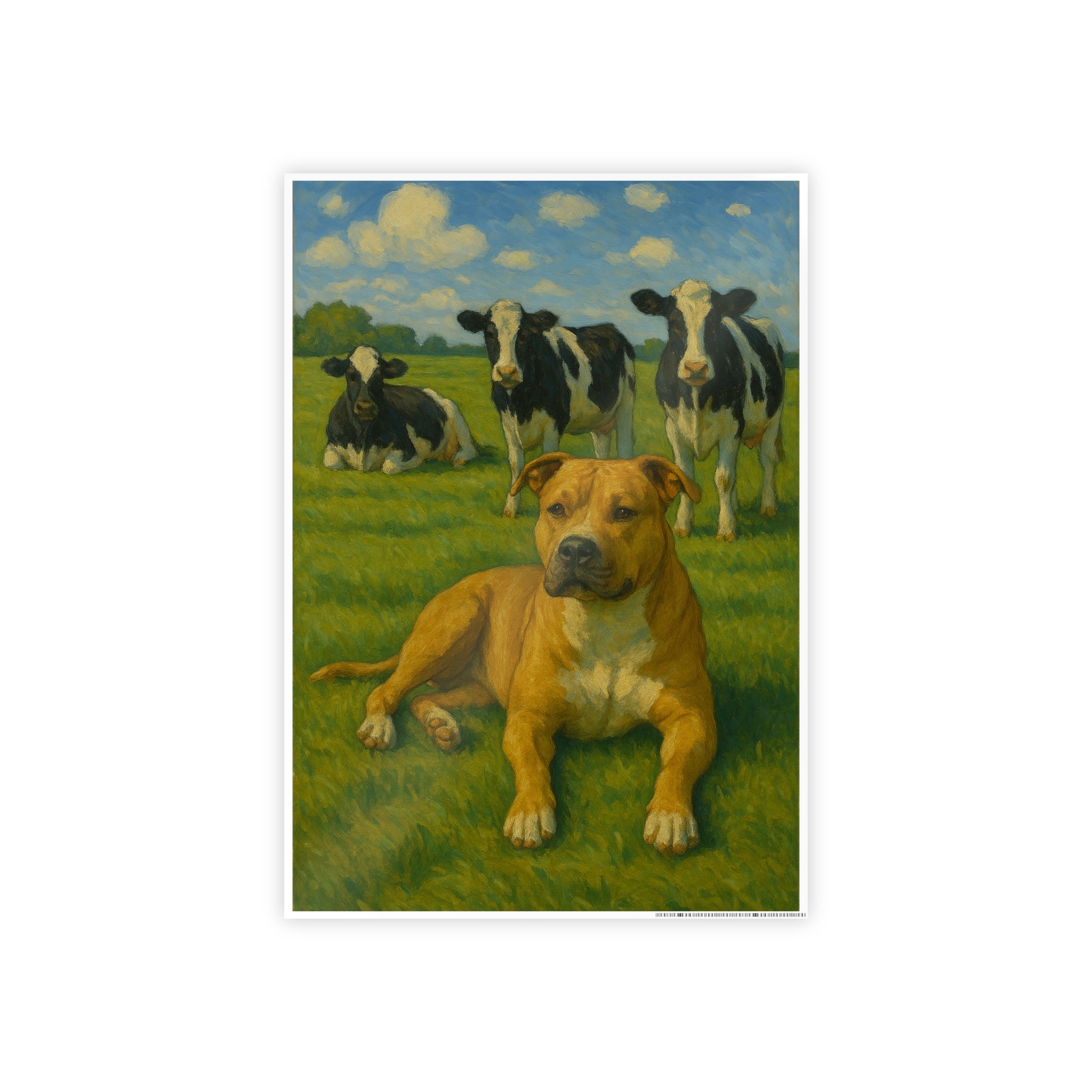 Farm Life Gloss Poster: Dog and Cows Artwork