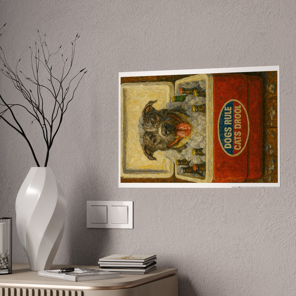 Whimsical Dog Lover Gloss Poster - "Dogs Rule, Cats Drool"