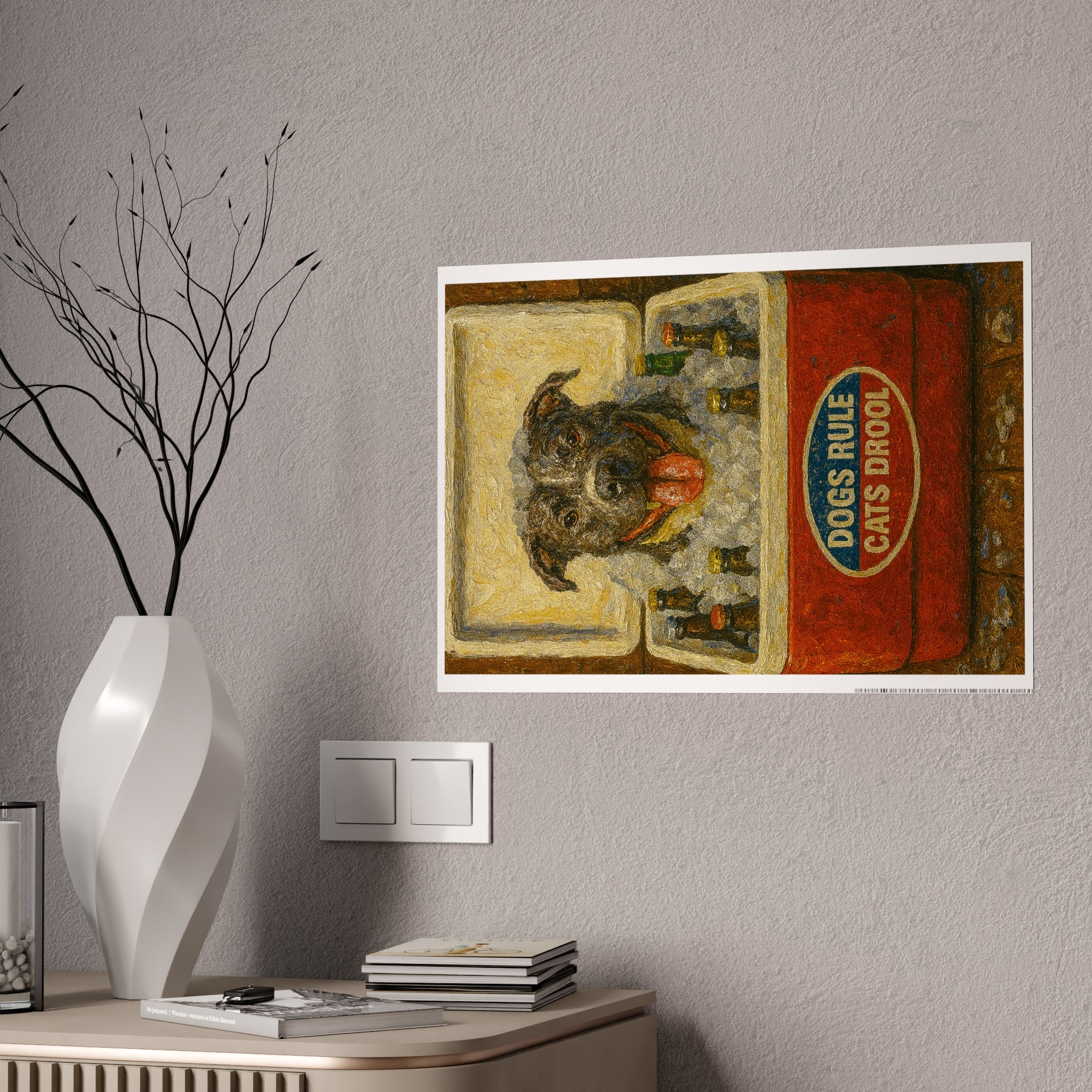 Whimsical Dog Lover Gloss Poster - "Dogs Rule, Cats Drool"