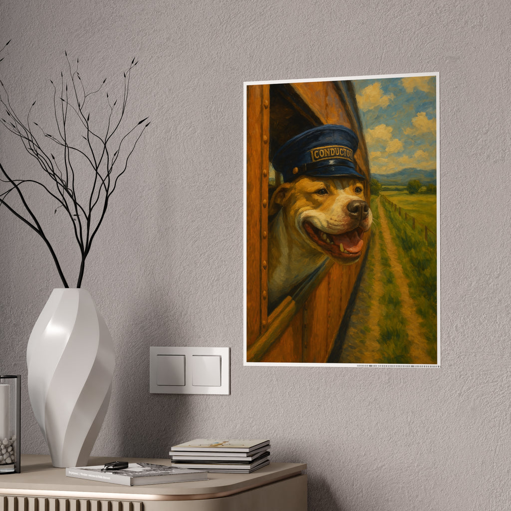 Whimsical Dog Conductor Poster