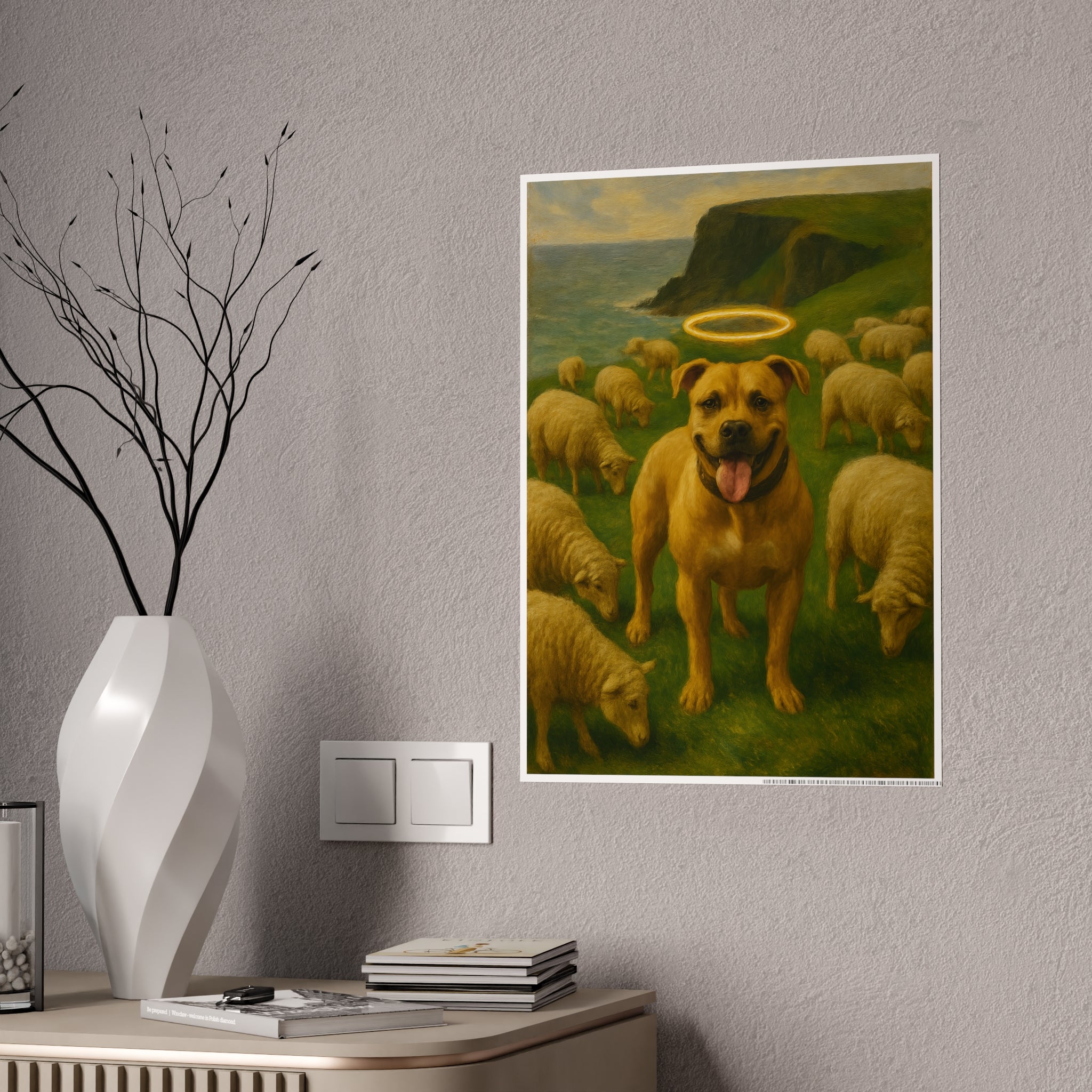 Angel Dog Gloss Poster - Whimsical Pet Art Print