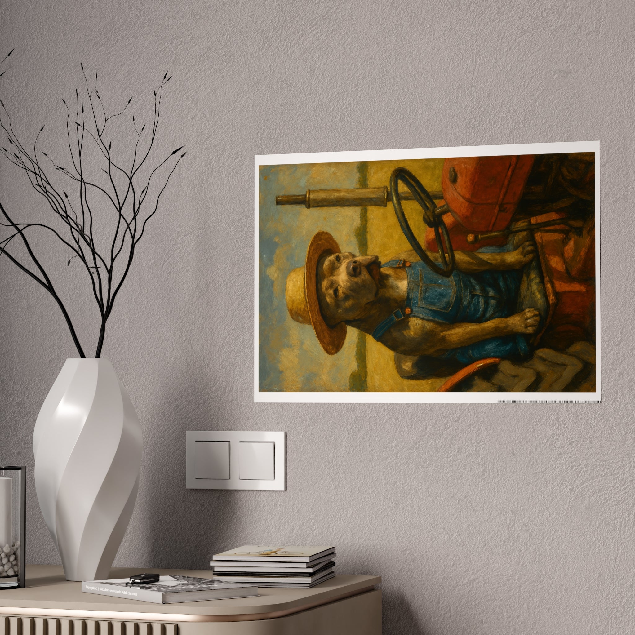 Farmhouse Dog Art Print - Rustic Gloss Poster Decor