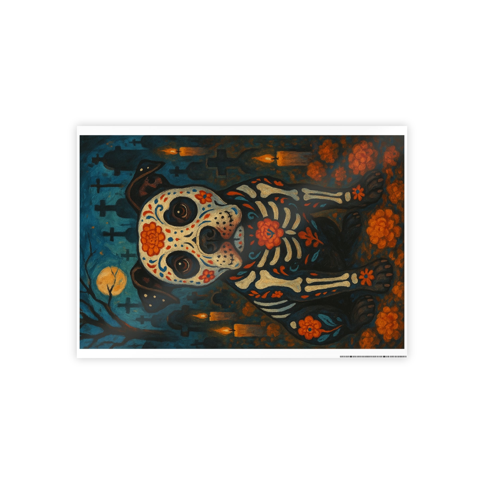 Dog Skeleton Art Print - Colorful Gloss Poster for Home Decor