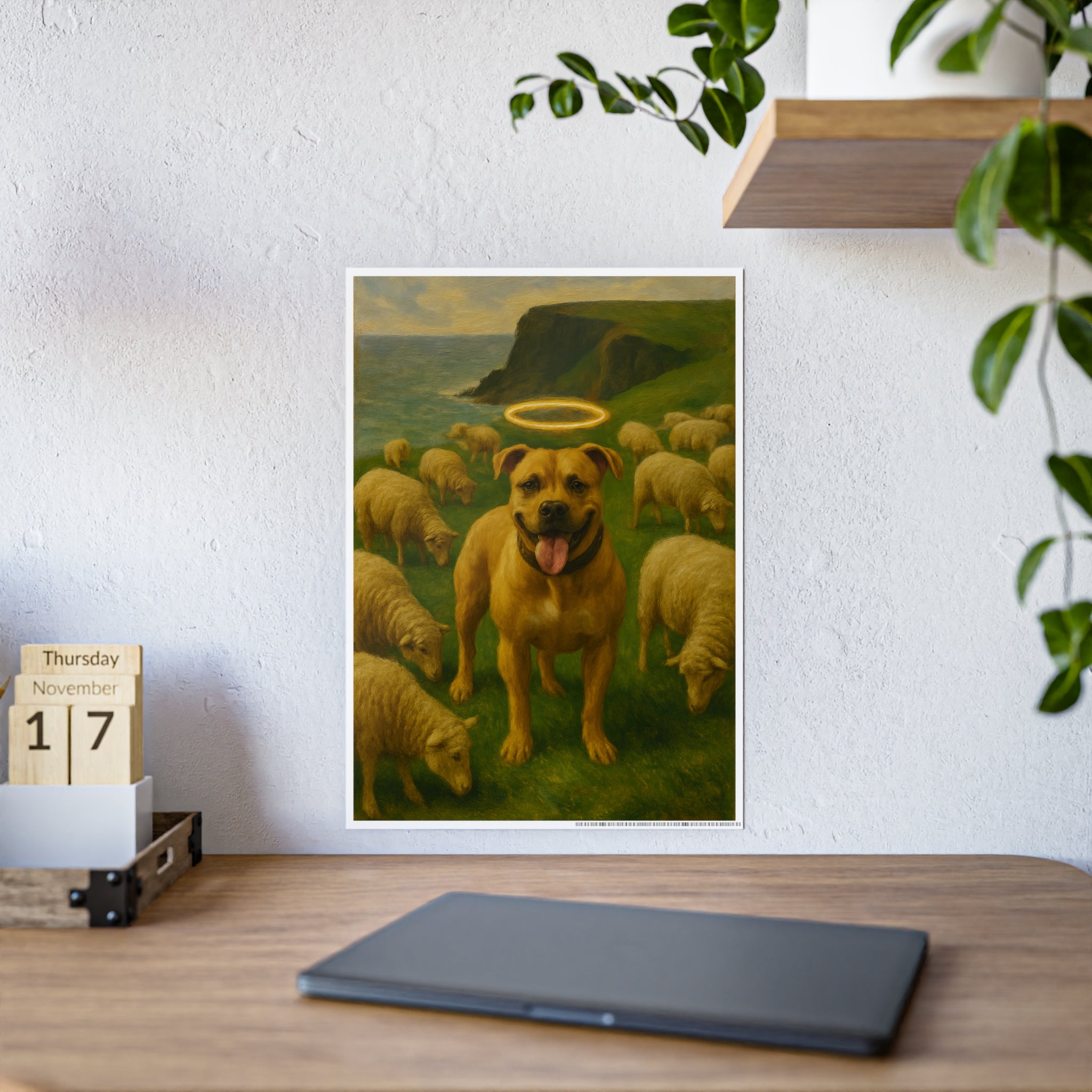 Angel Dog Gloss Poster - Whimsical Pet Art Print