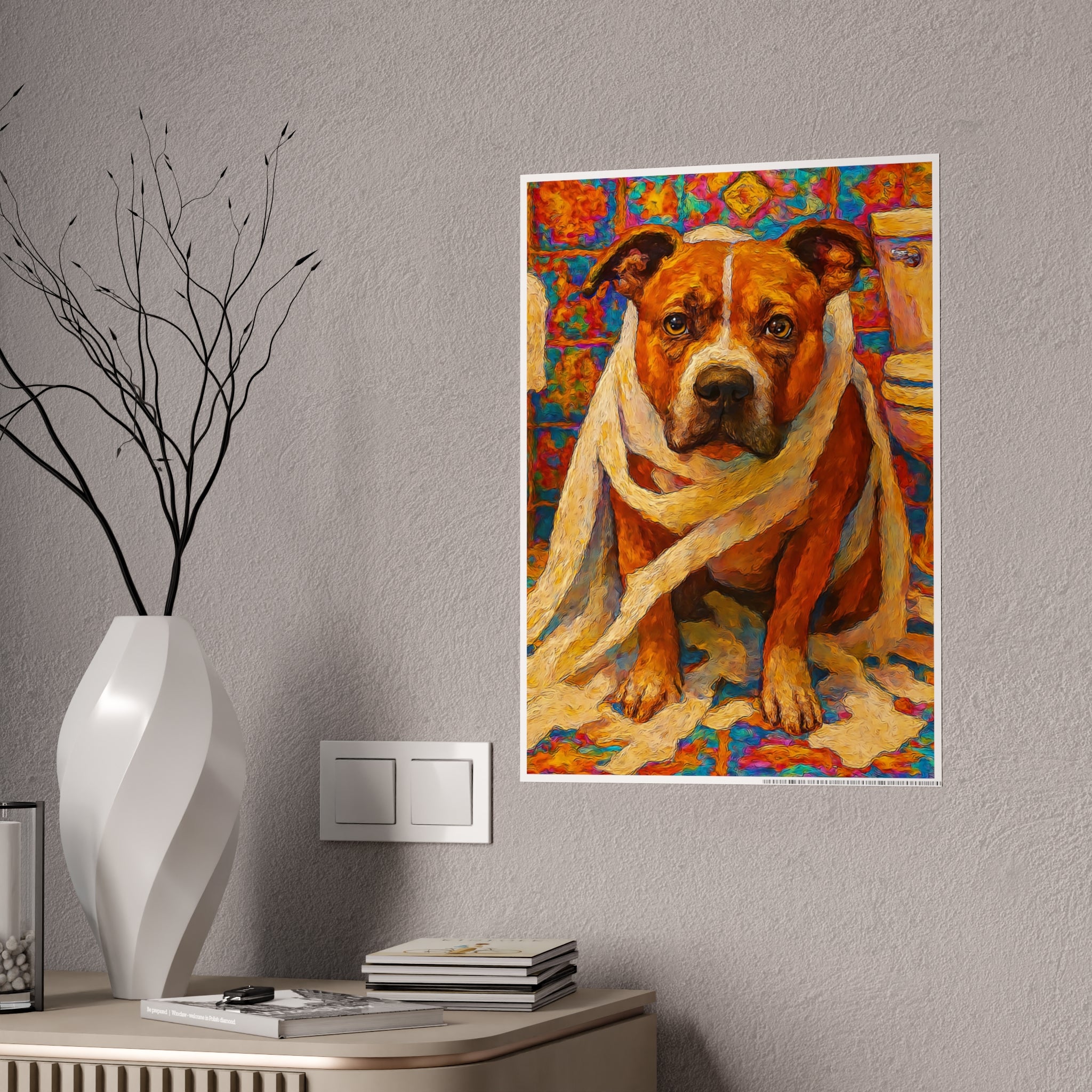 Vibrant Dog Art Poster - Colorful Animal Wall Decor