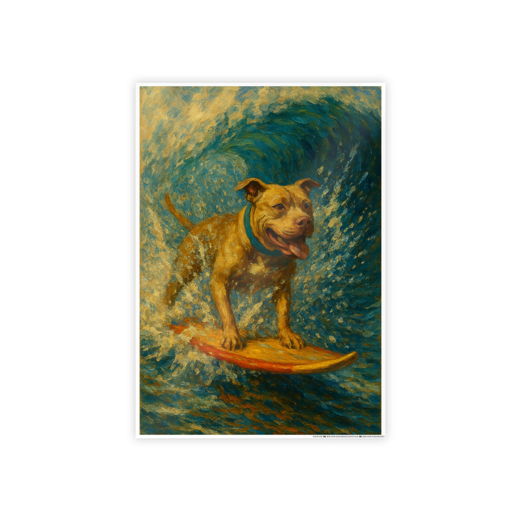 Surfer Dog Gloss Poster - Vibrant Wall Art for Pet Lovers