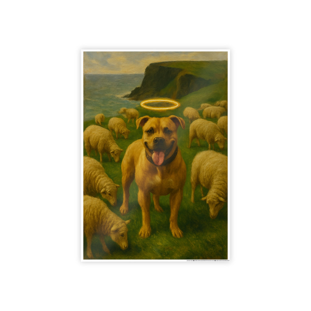 Angel Dog Gloss Poster - Whimsical Pet Art Print