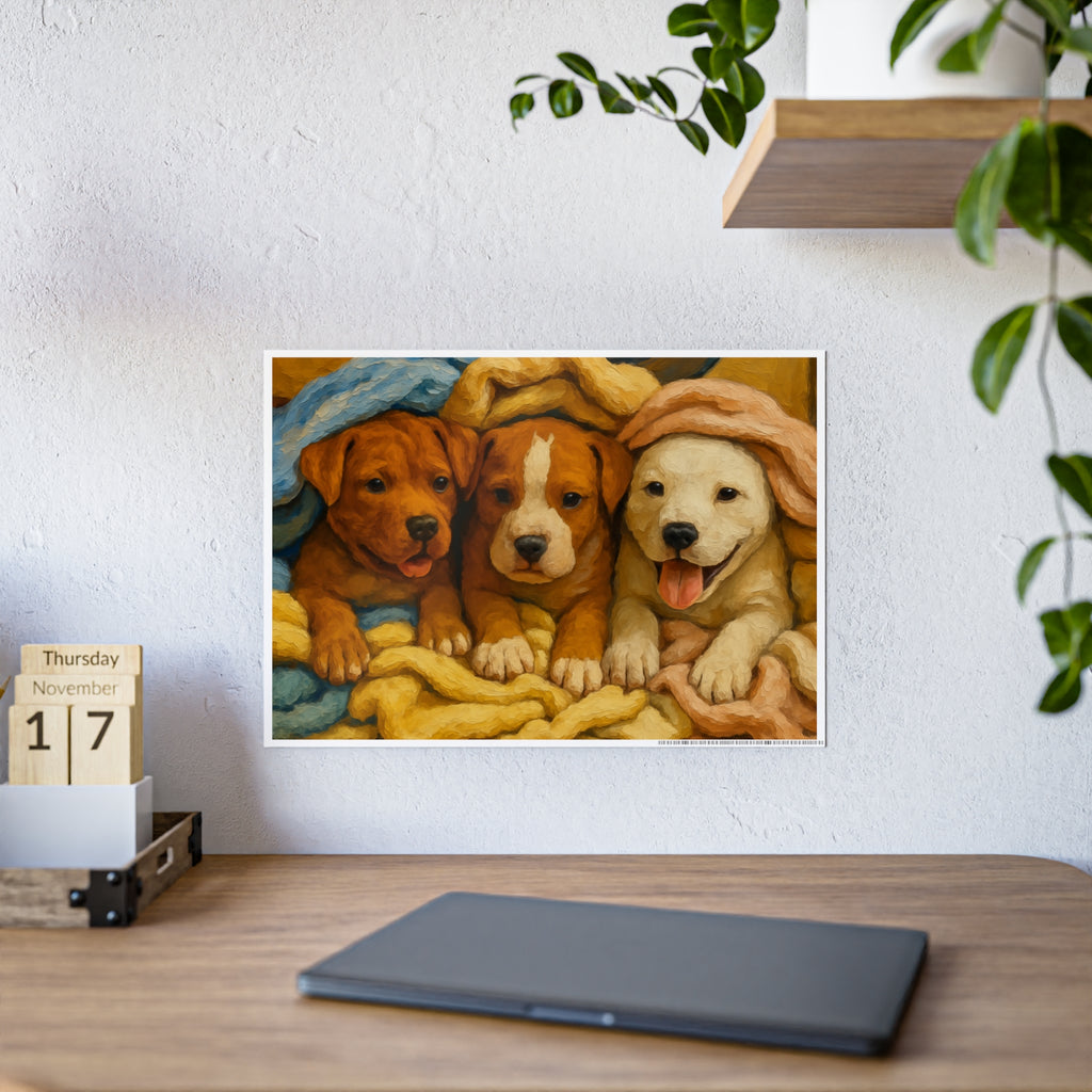 Adorable Puppy Gloss Poster - Cozy Canine Art for Dog Lovers