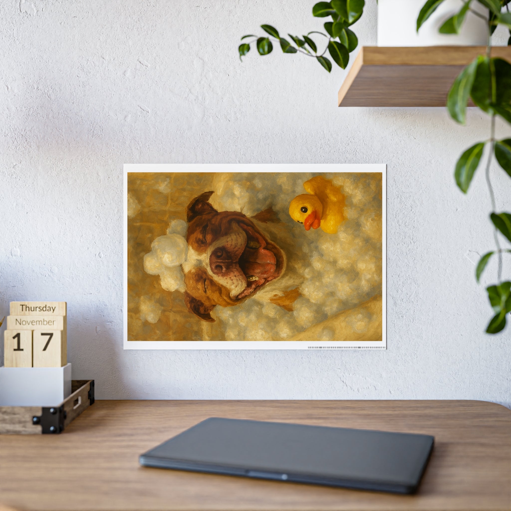 Playful Dog Bath Time Gloss Poster