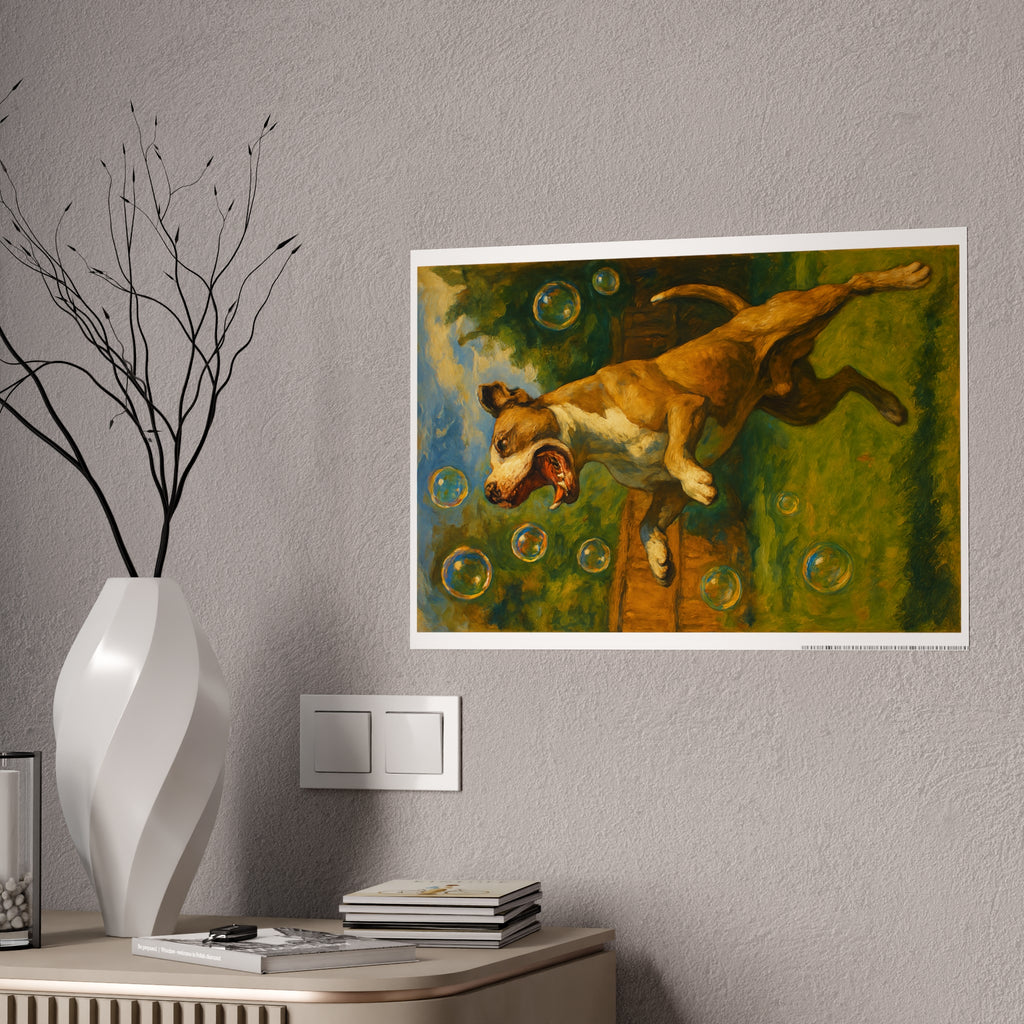Playful Dog Gloss Poster - Vibrant Pet Art for Home Decor