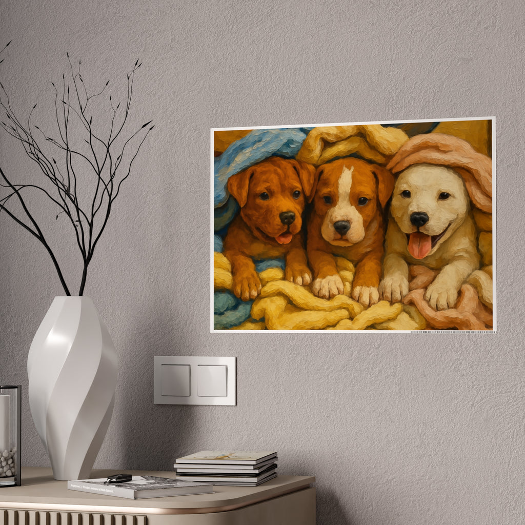 Adorable Puppy Gloss Poster - Cozy Canine Art for Dog Lovers