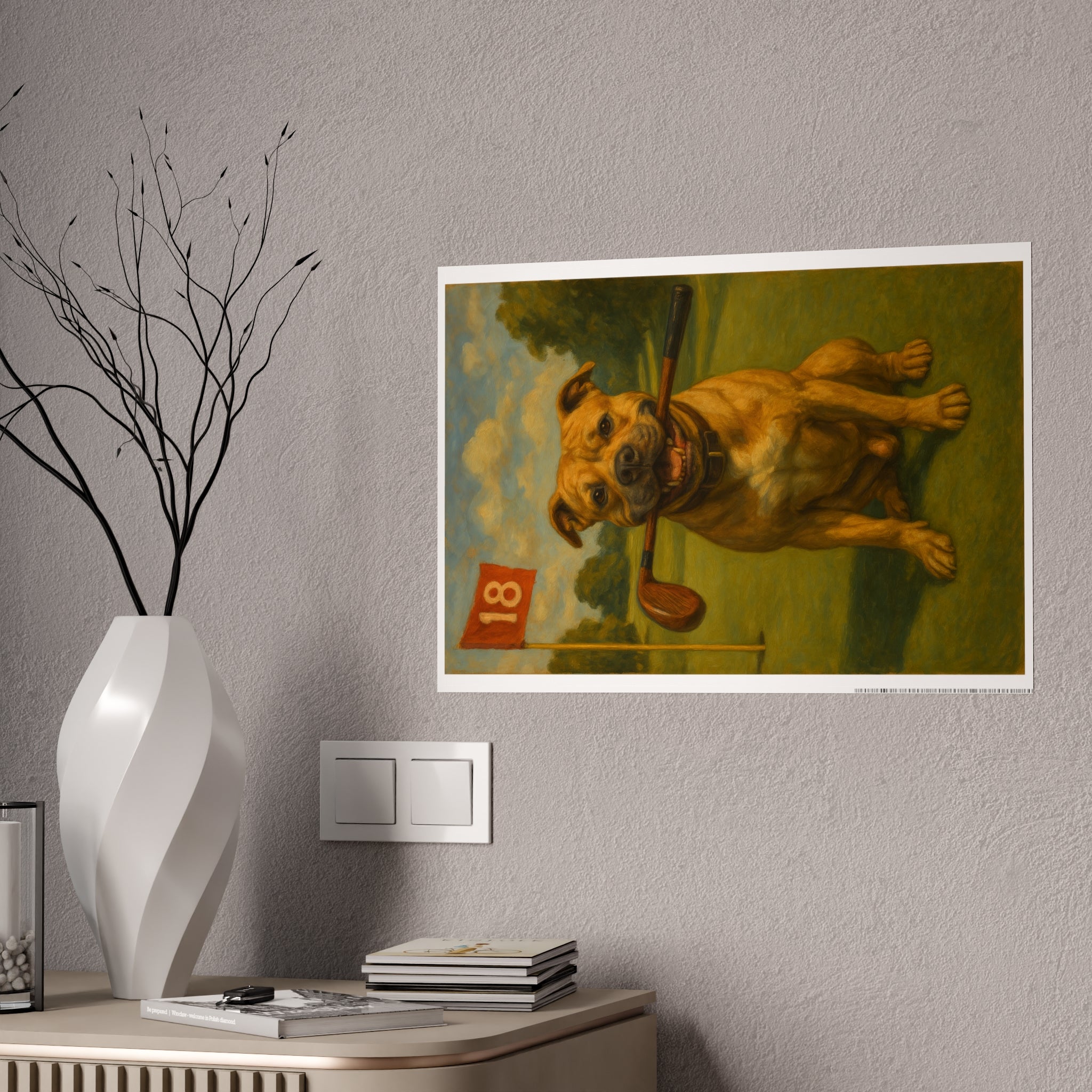 Dog Golf Art Poster - Gloss Finish