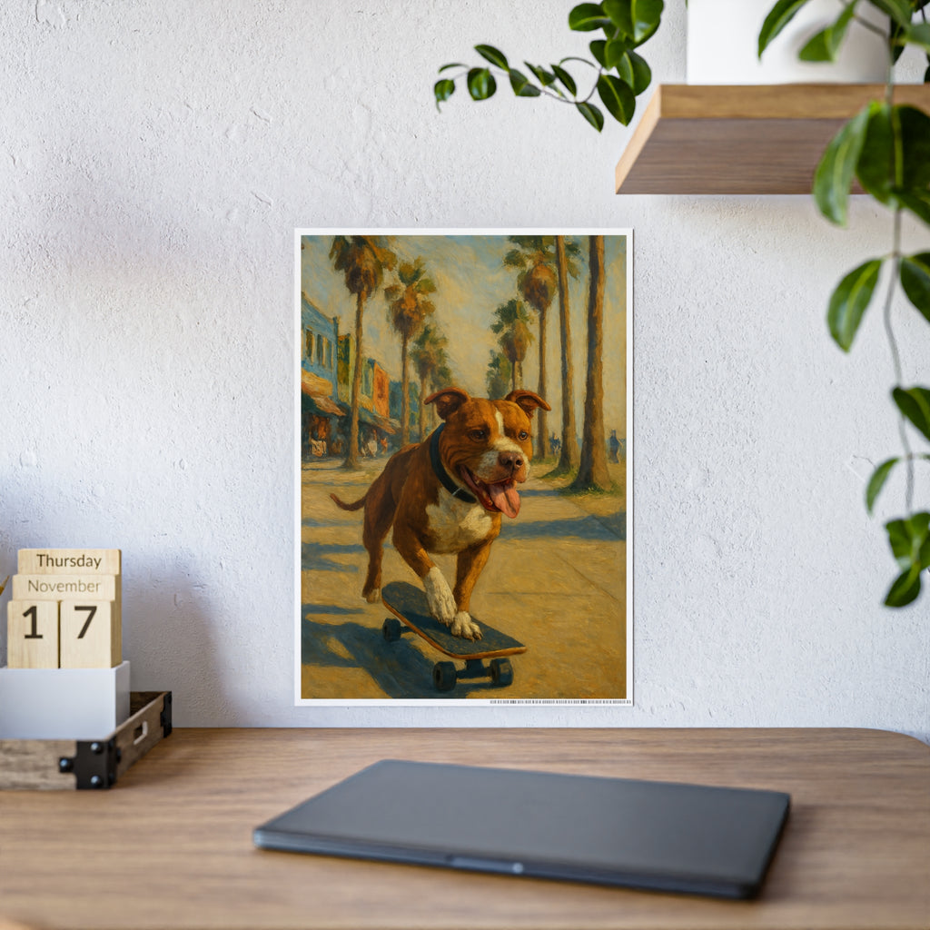 Skateboarding Dog Art Print