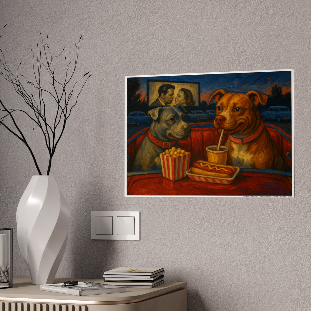 Vintage Dog Movie Night Gloss Posters