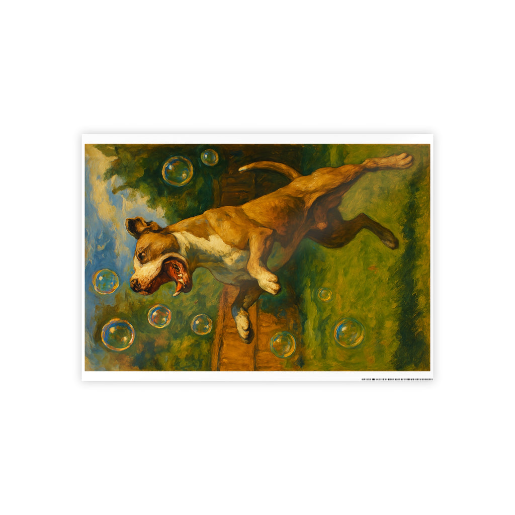 Playful Dog Gloss Poster - Vibrant Pet Art for Home Decor