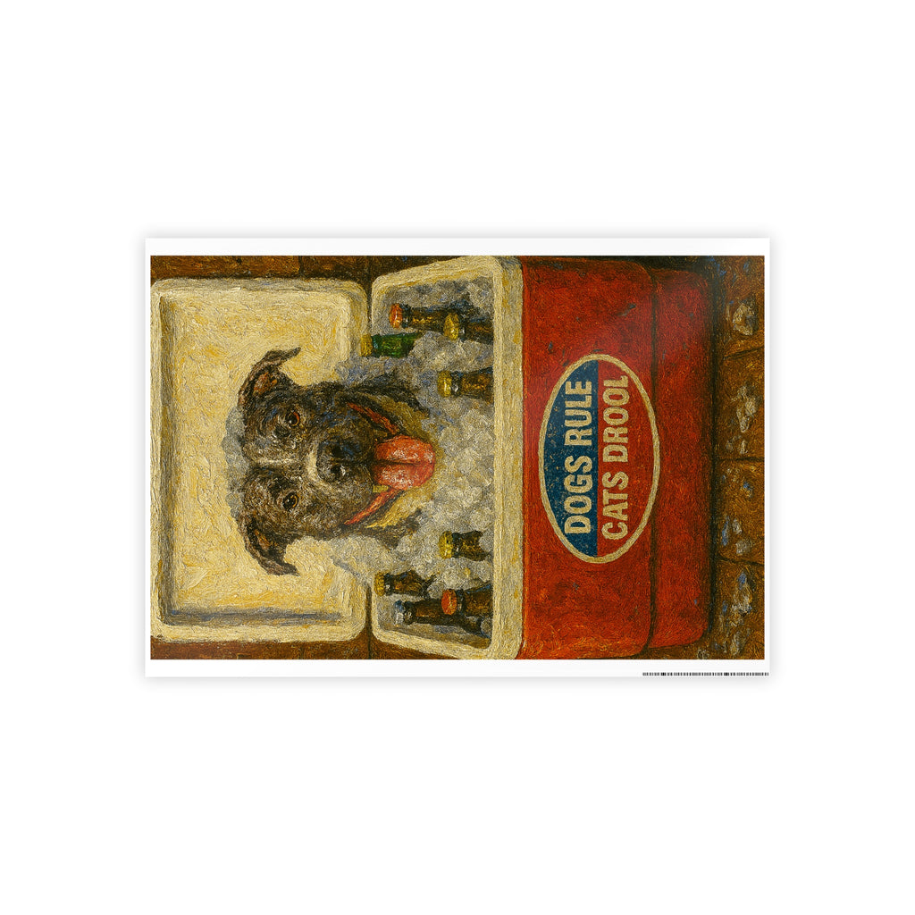 Whimsical Dog Lover Gloss Poster - "Dogs Rule, Cats Drool"