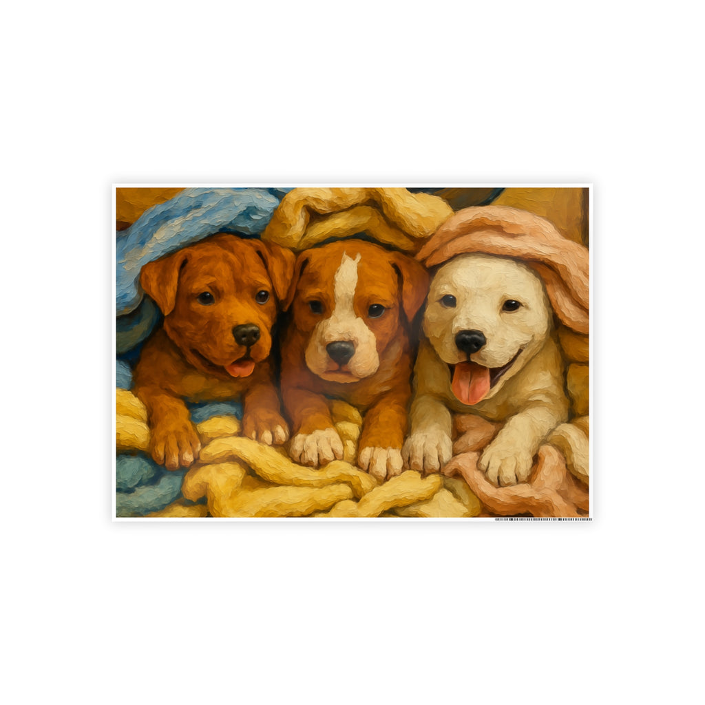 Adorable Puppy Gloss Poster - Cozy Canine Art for Dog Lovers