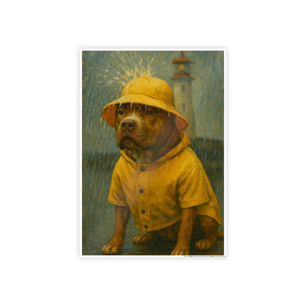 Yellow Raincoat Dog Gloss Poster