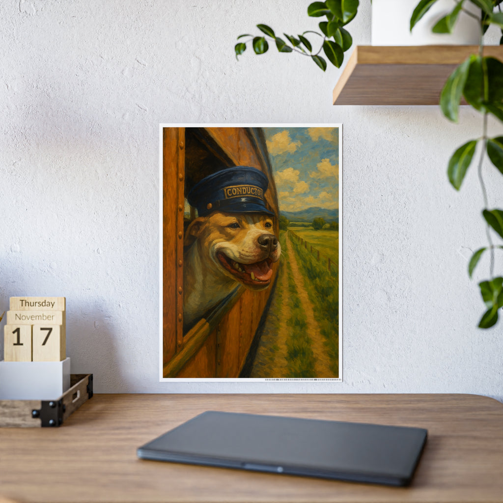 Whimsical Dog Conductor Poster