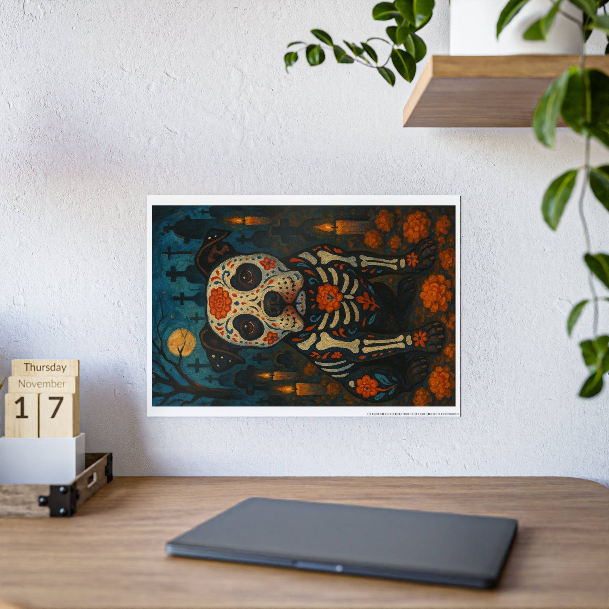 Dog Skeleton Art Print - Colorful Gloss Poster for Home Decor