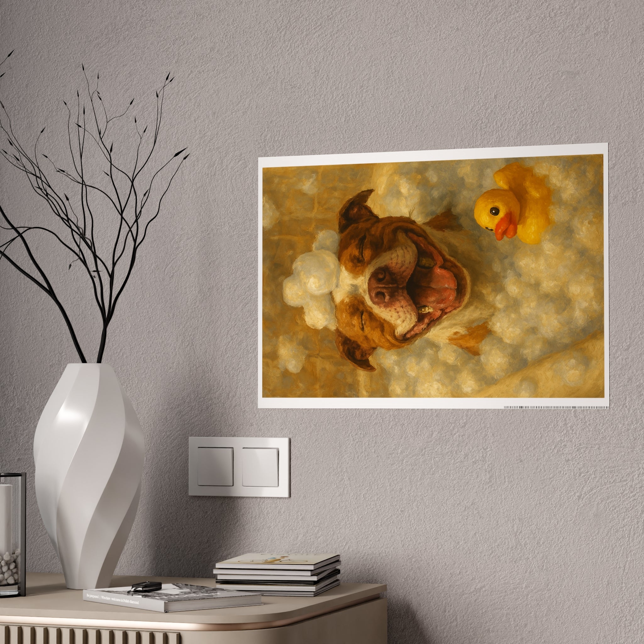 Playful Dog Bath Time Gloss Poster