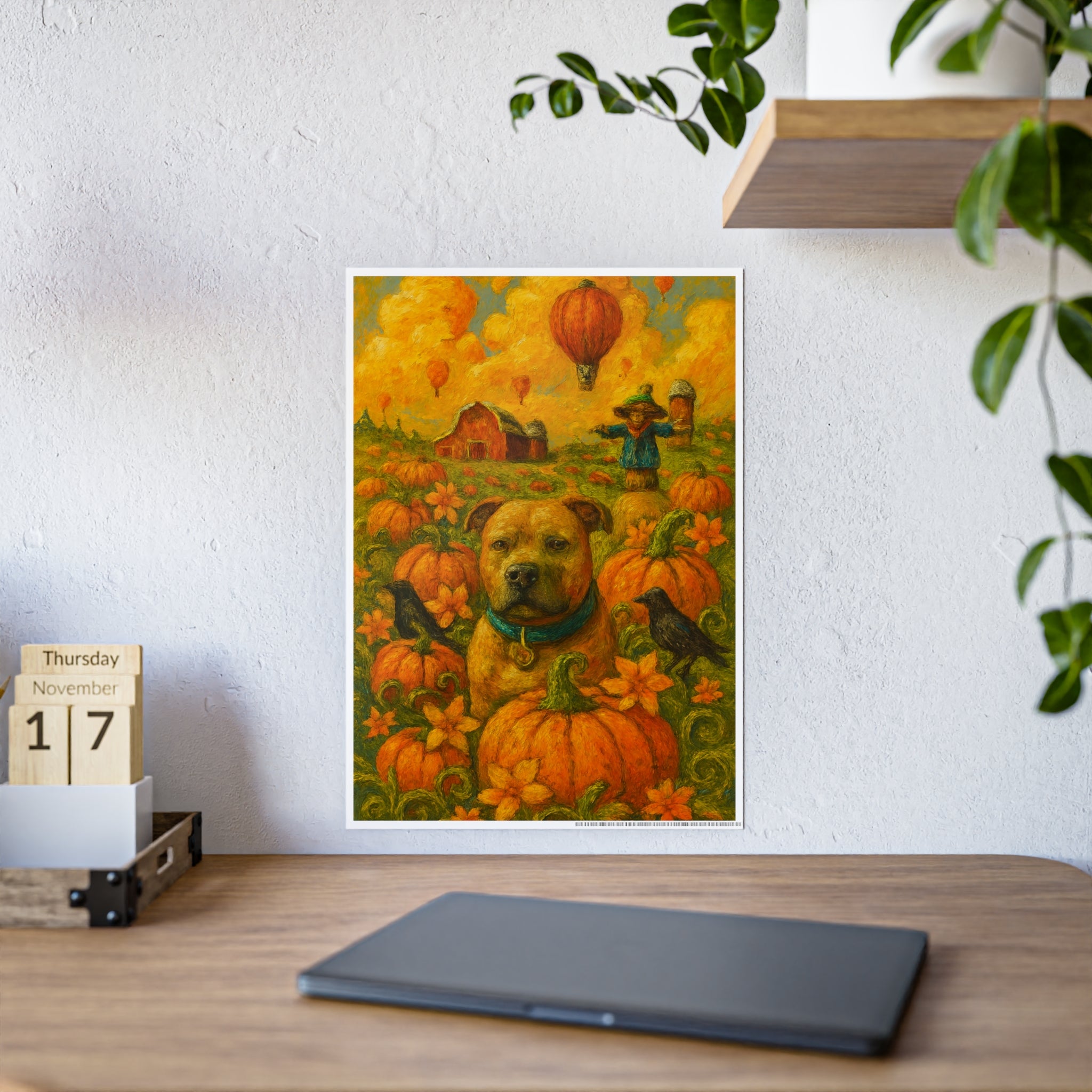 Fall Harvest Dog Art Poster