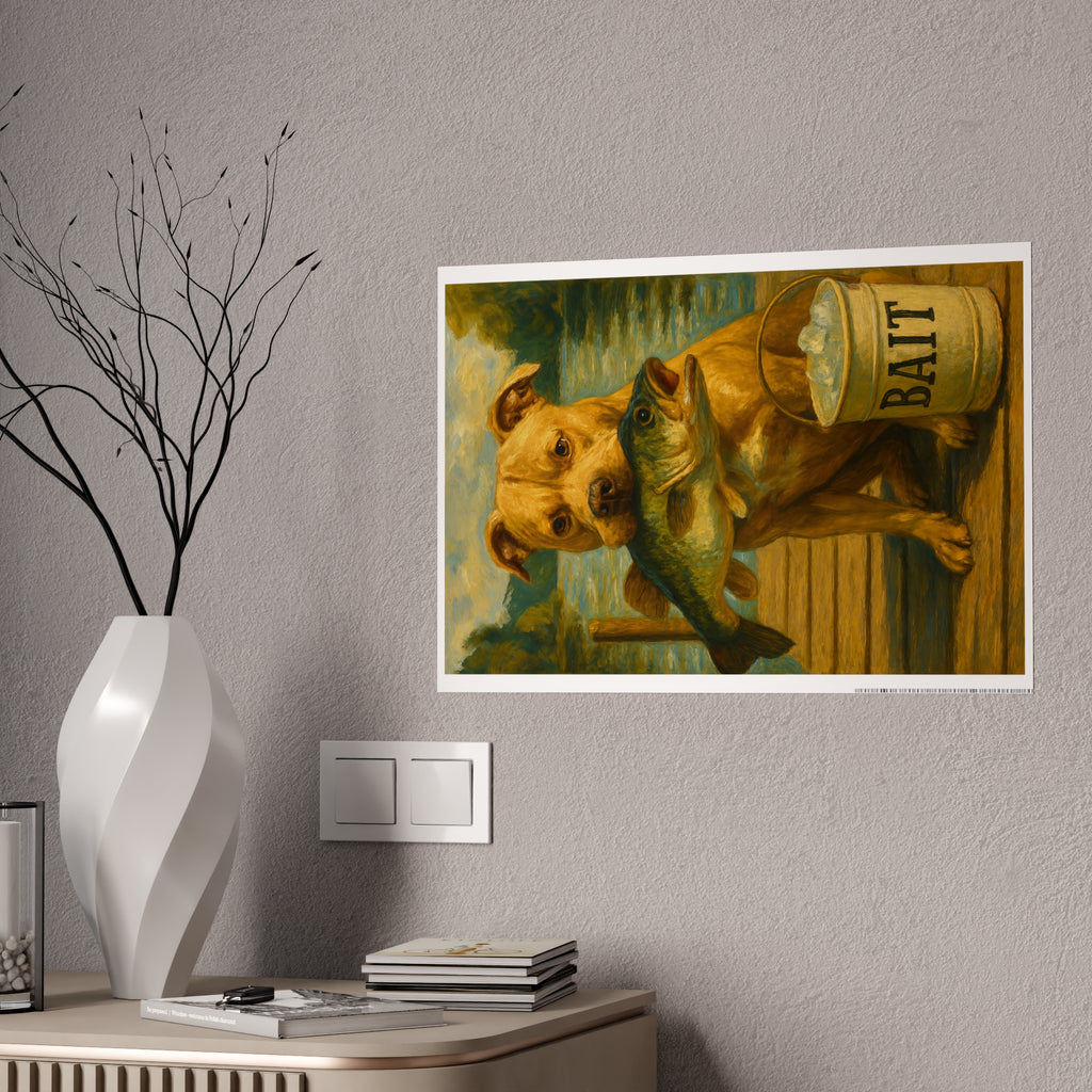 Fishing Dog Gloss Poster - Wall Art for Animal Lovers