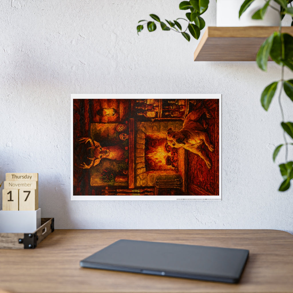 Cozy Home Gloss Poster - Warm Fireplace Decor