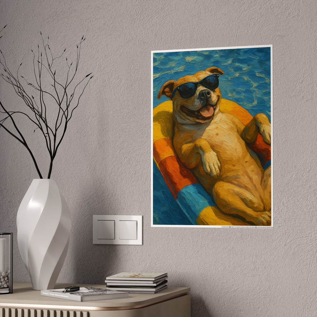 Chill Dog Gloss Poster - Summer Vibes Art Print for Pet Lovers