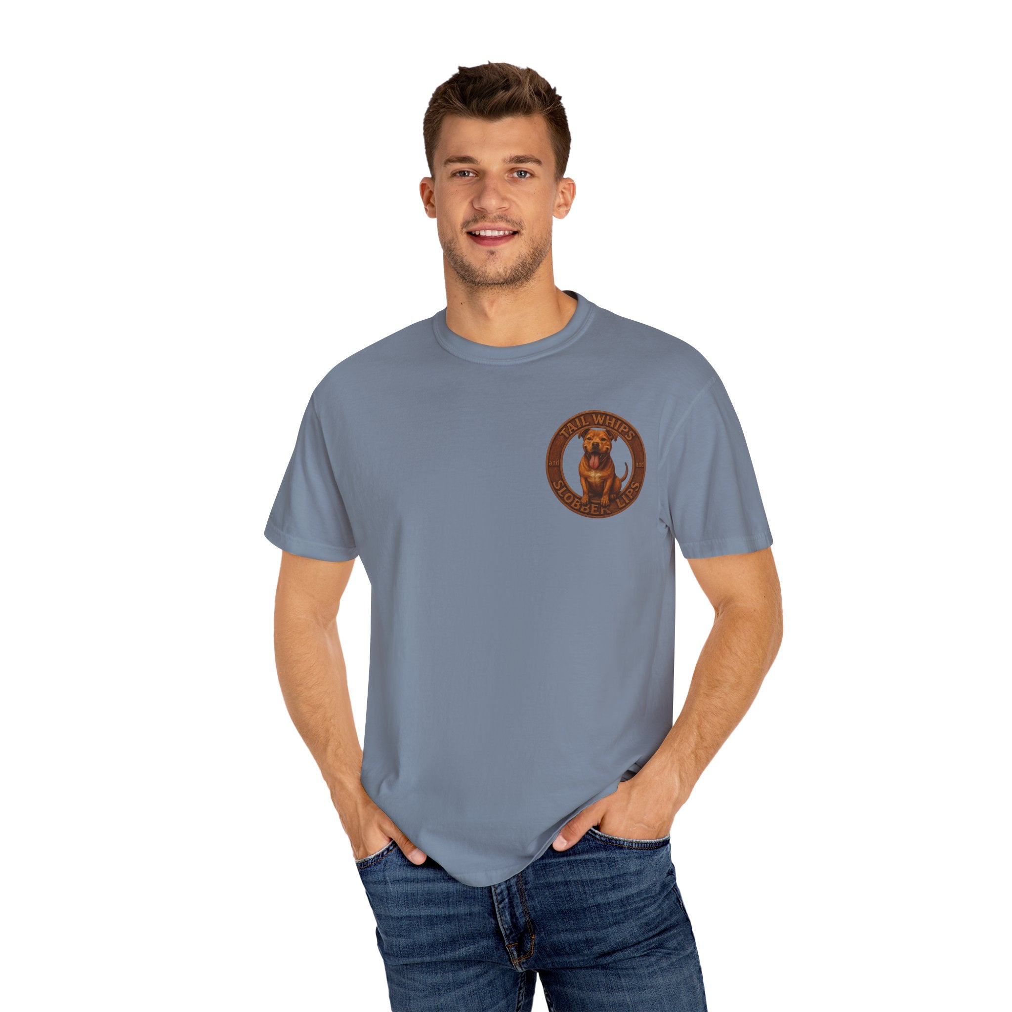 Pit Bull Graphic T-Shirt — "Tail Whips and Slobber Lips" Dog Lover Tee