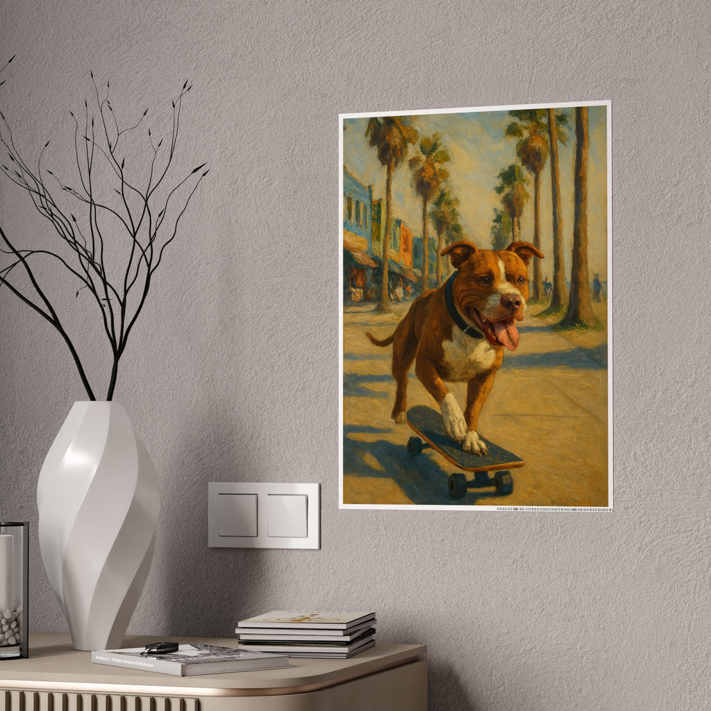Skateboarding Dog Art Print