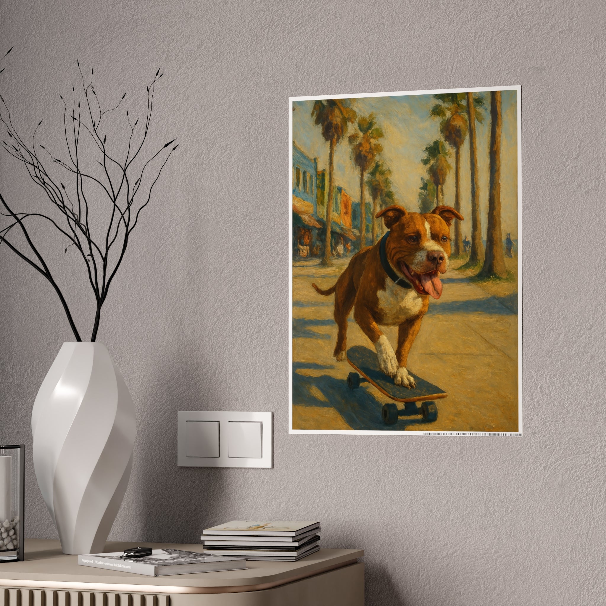 Skateboarding Dog Art Print