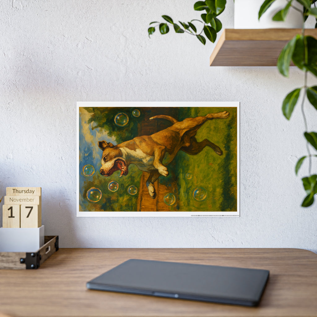 Playful Dog Gloss Poster - Vibrant Pet Art for Home Decor