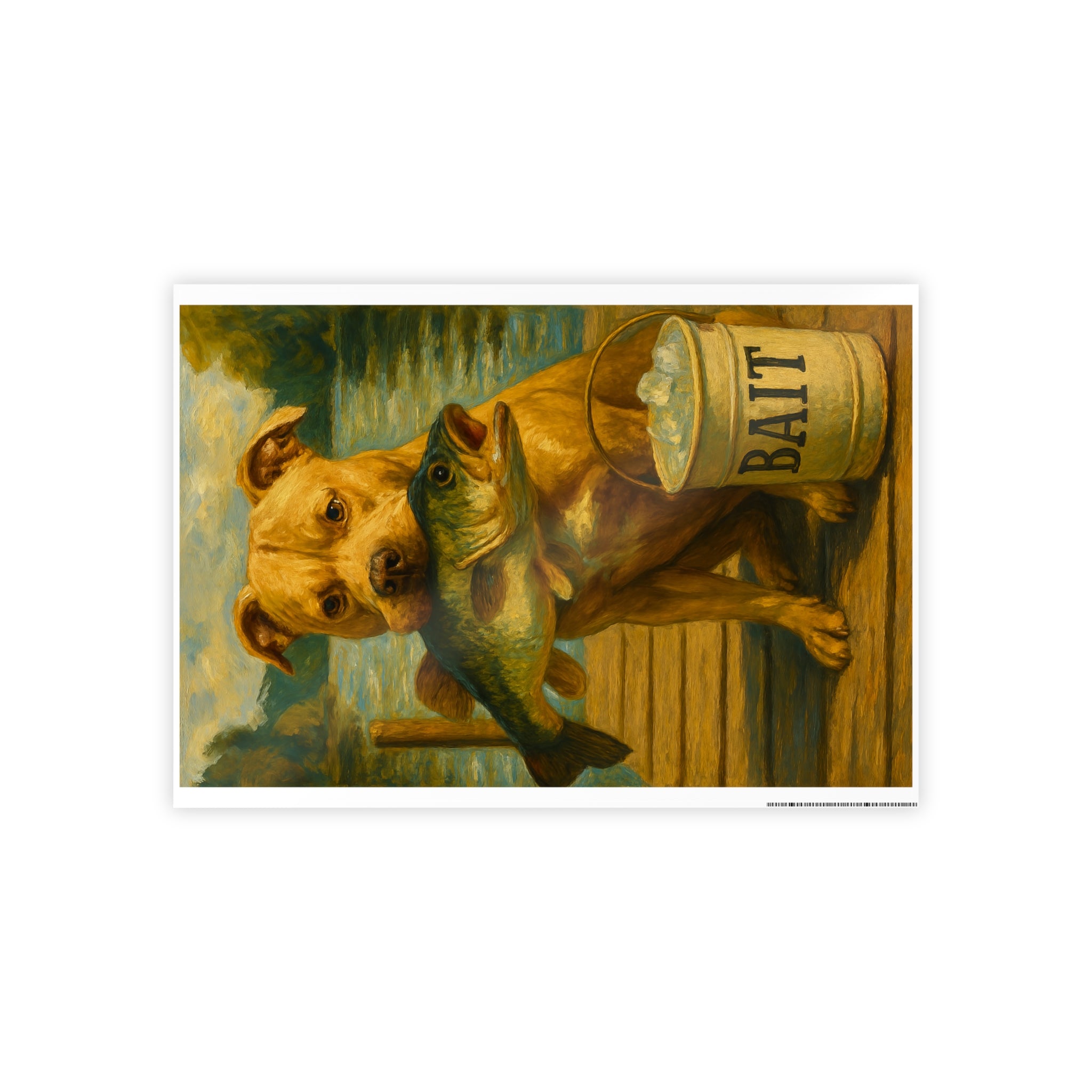 Fishing Dog Gloss Poster - Wall Art for Animal Lovers