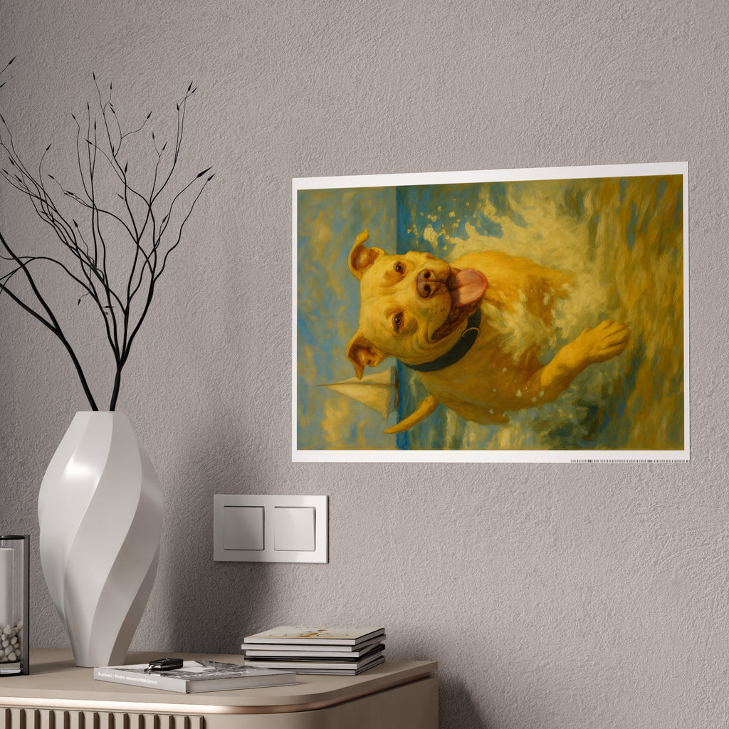 Joyful Dog Gloss Poster - Vibrant Animal Wall Art