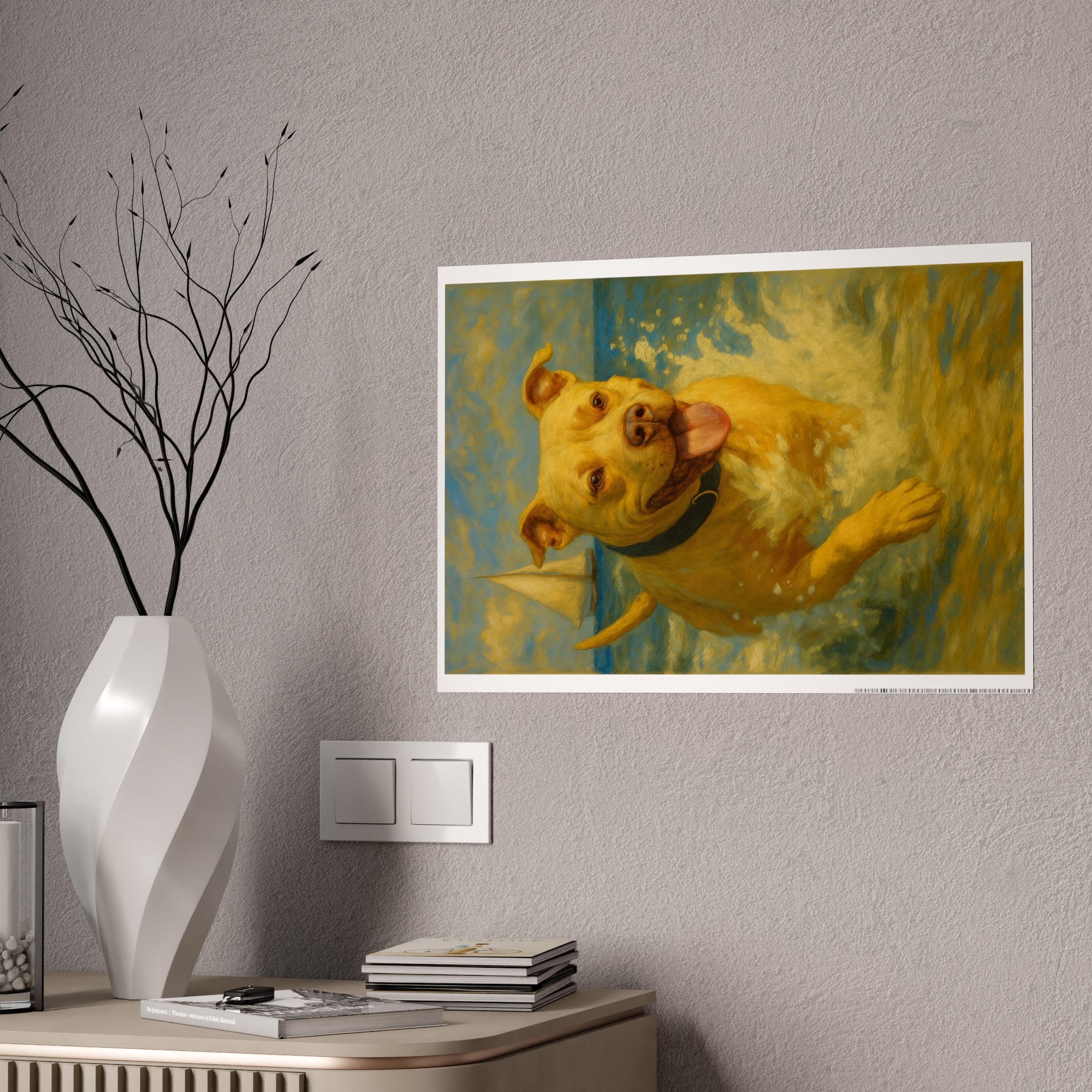 Joyful Dog Gloss Poster - Vibrant Animal Wall Art