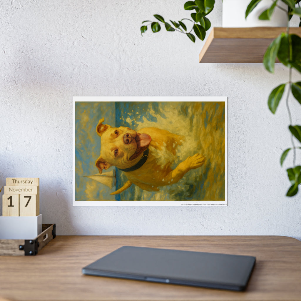 Joyful Dog Gloss Poster - Vibrant Animal Wall Art