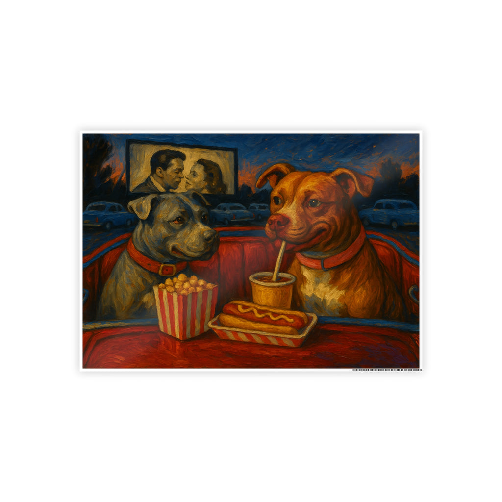 Vintage Dog Movie Night Gloss Posters