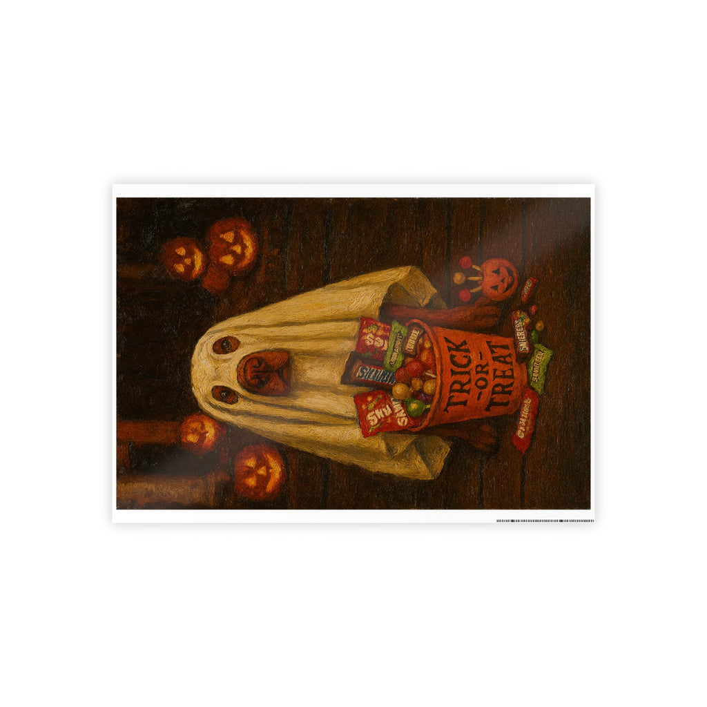 Halloween Ghost Gloss Poster - Trick or Treat Decor