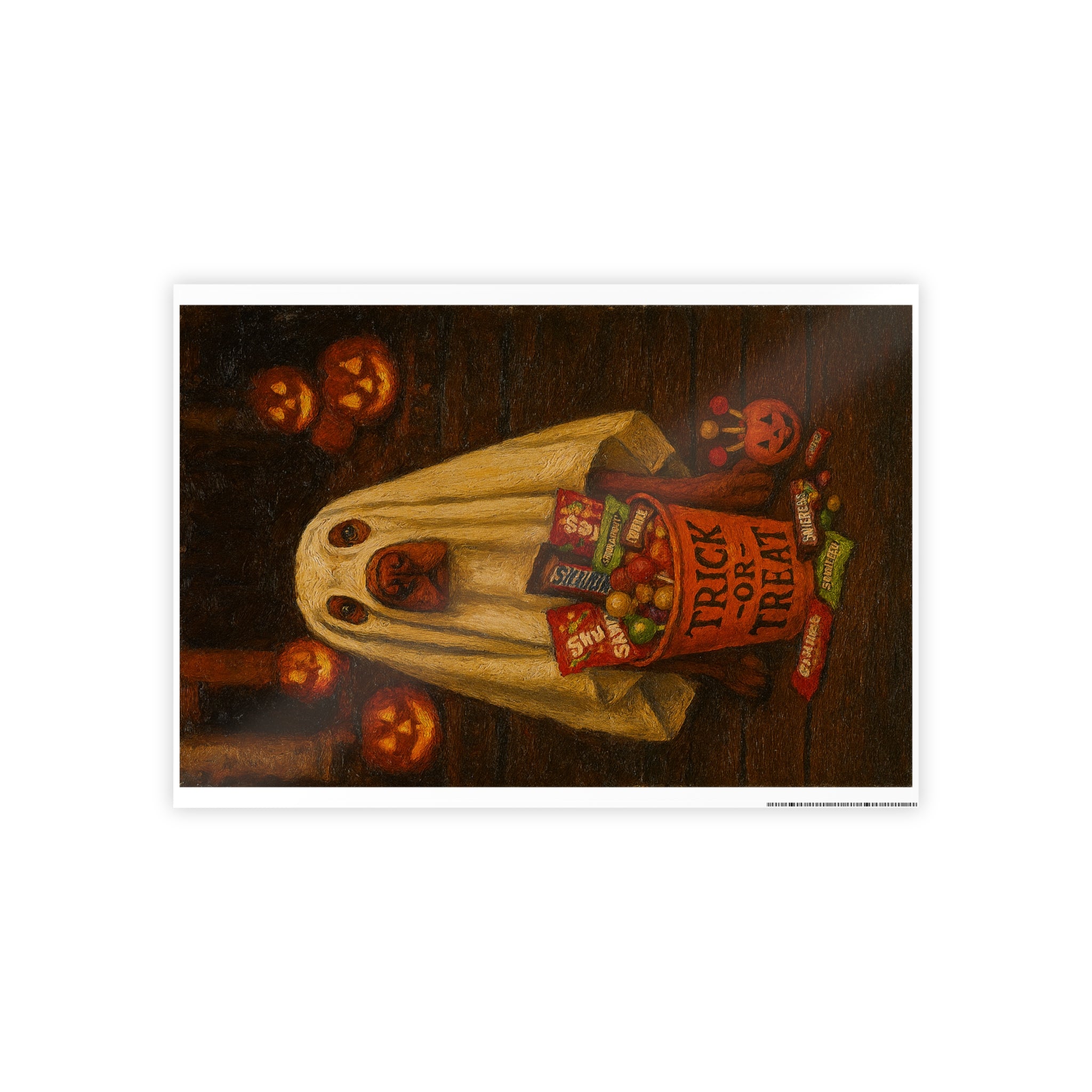 Halloween Ghost Gloss Poster - Trick or Treat Decor