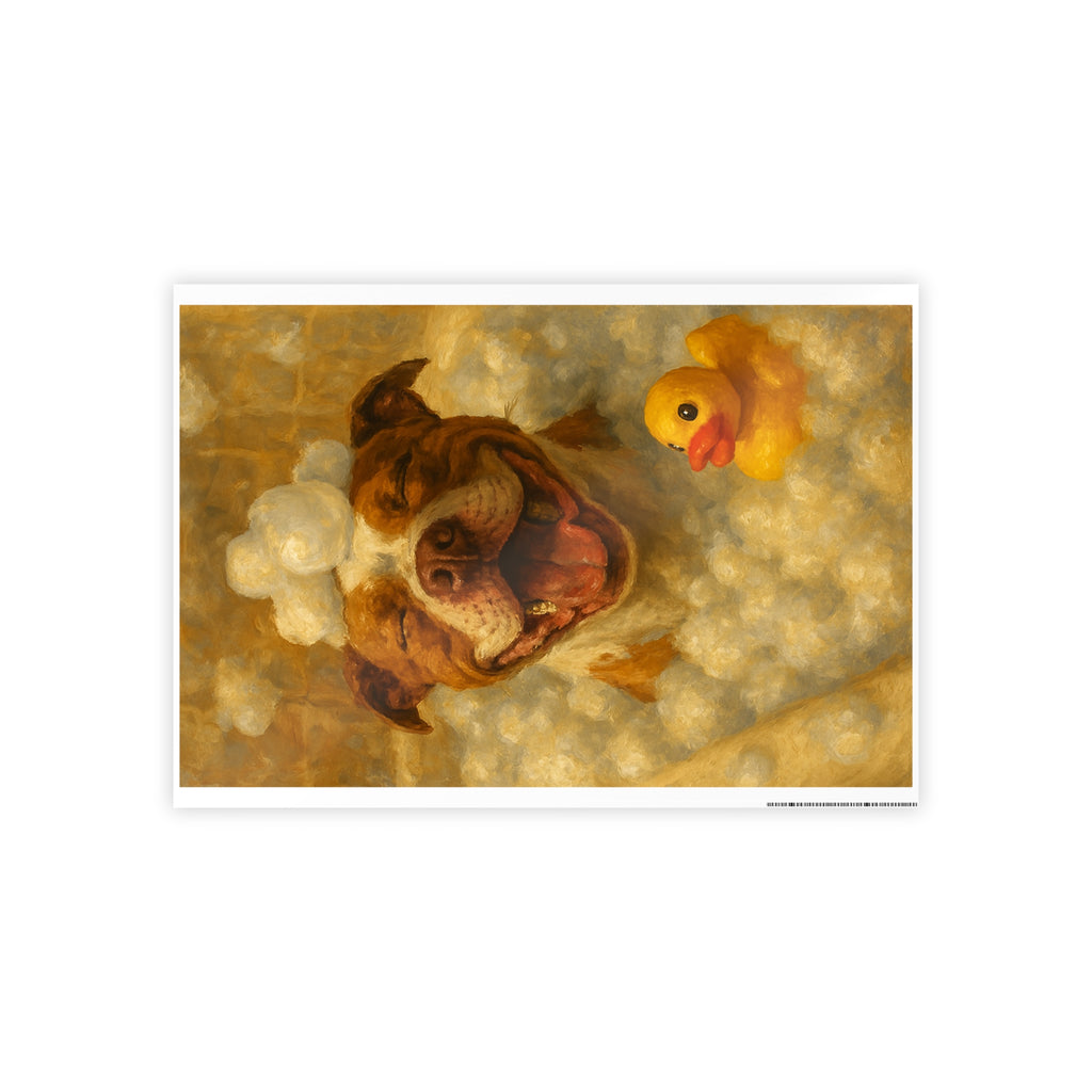 Playful Dog Bath Time Gloss Poster