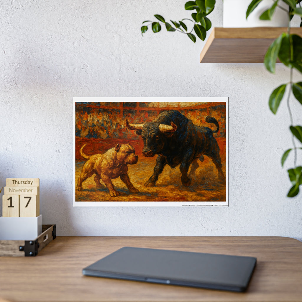 Vibrant Art Gloss Posters – Bull and Dog Encounter