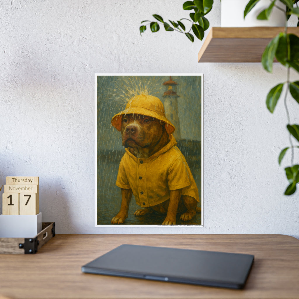 Yellow Raincoat Dog Gloss Poster