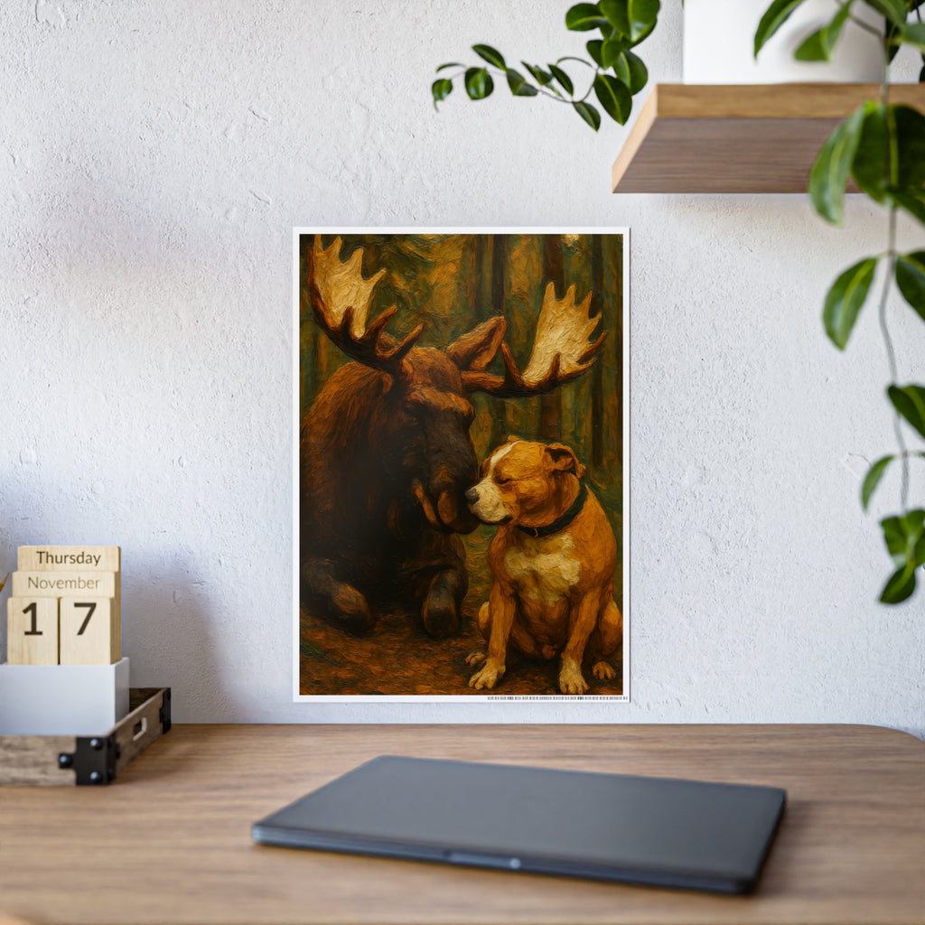Moose and Dog Wall Art Poster