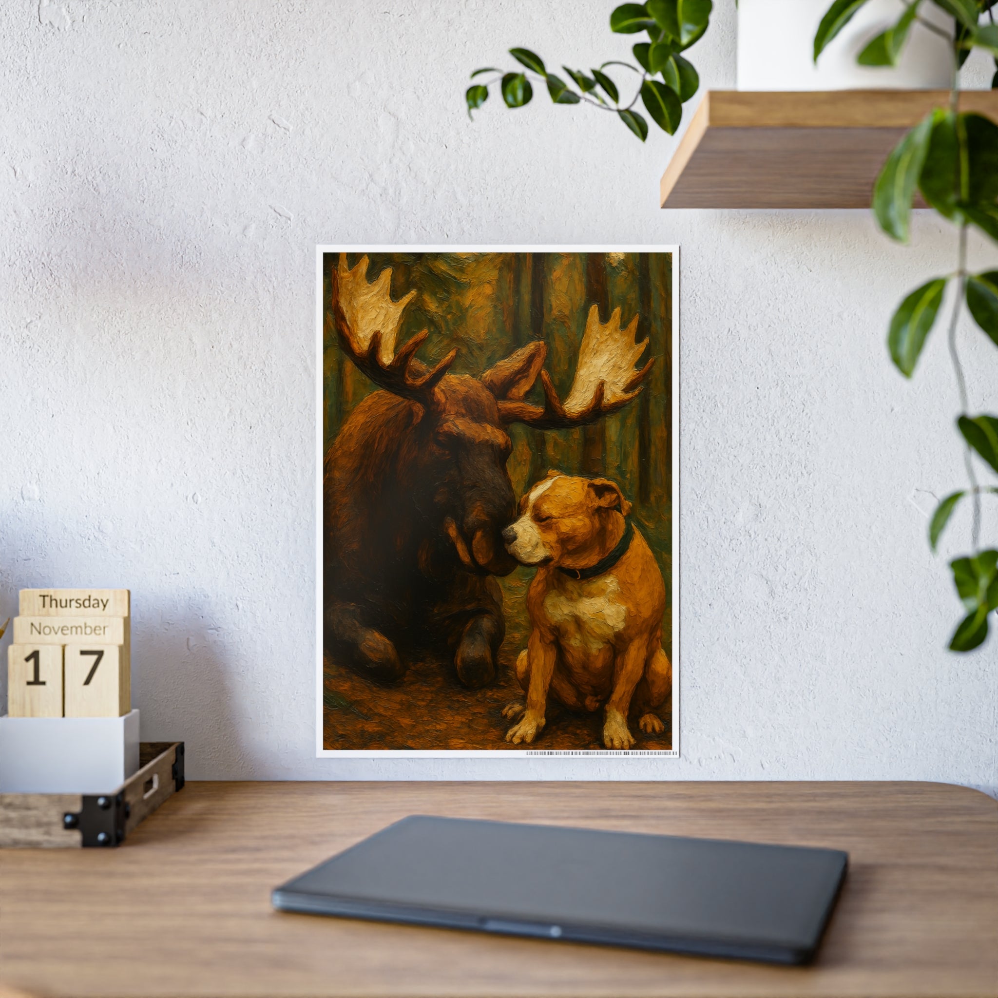 Moose and Dog Wall Art Poster