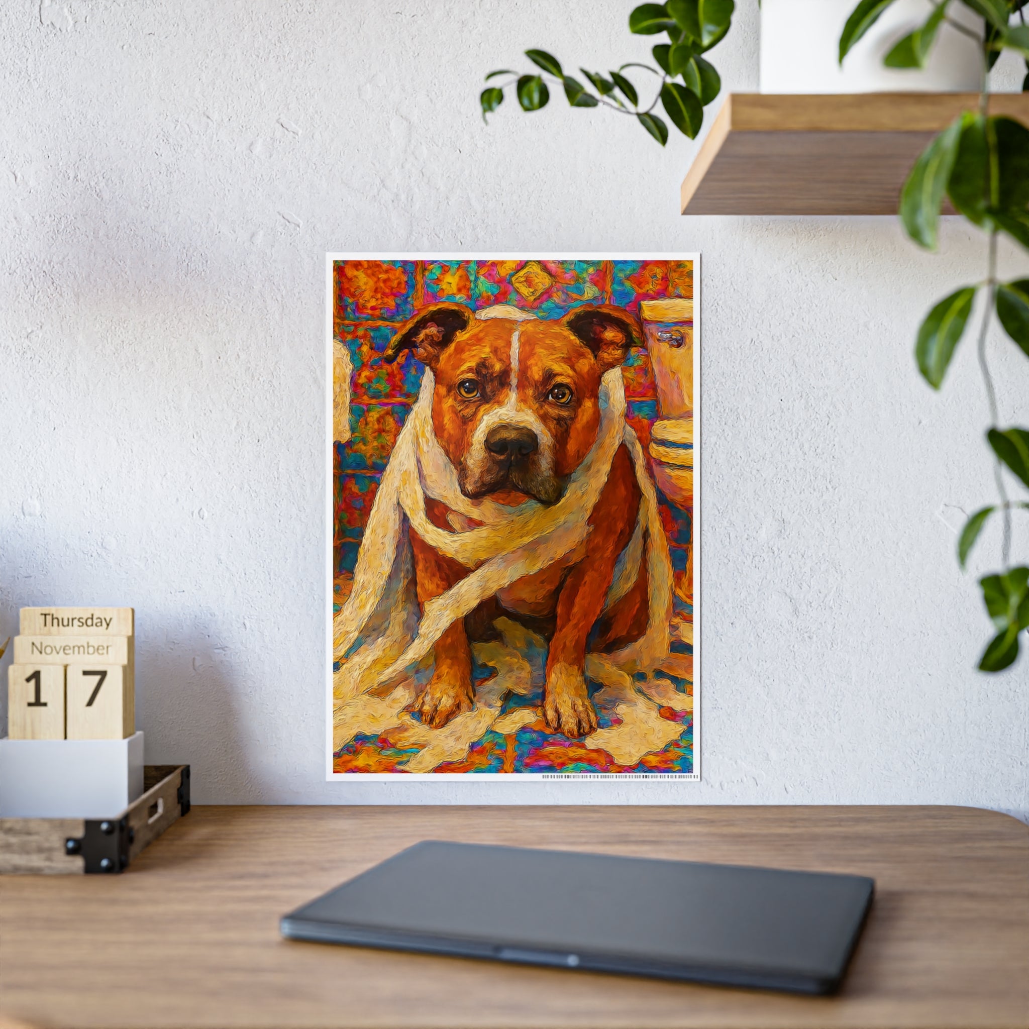Vibrant Dog Art Poster - Colorful Animal Wall Decor