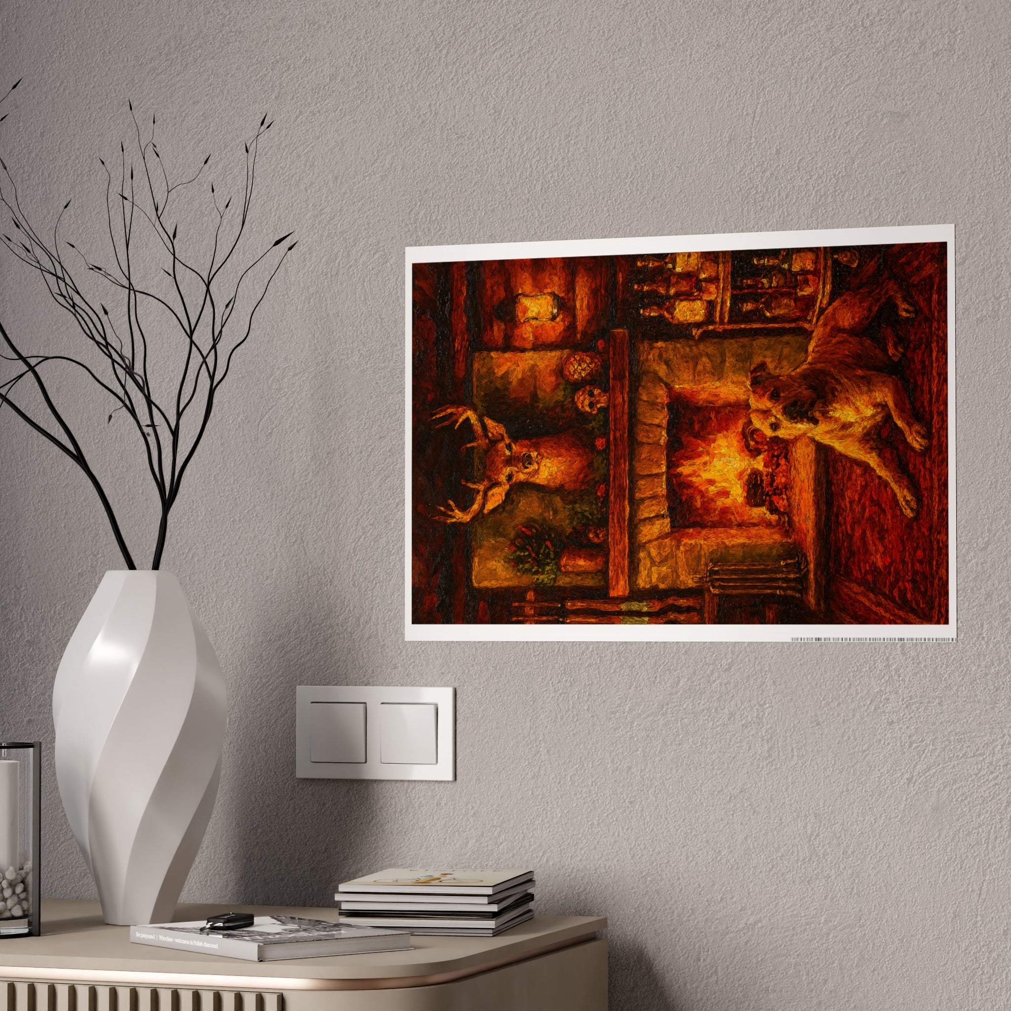 Cozy Home Gloss Poster - Warm Fireplace Decor