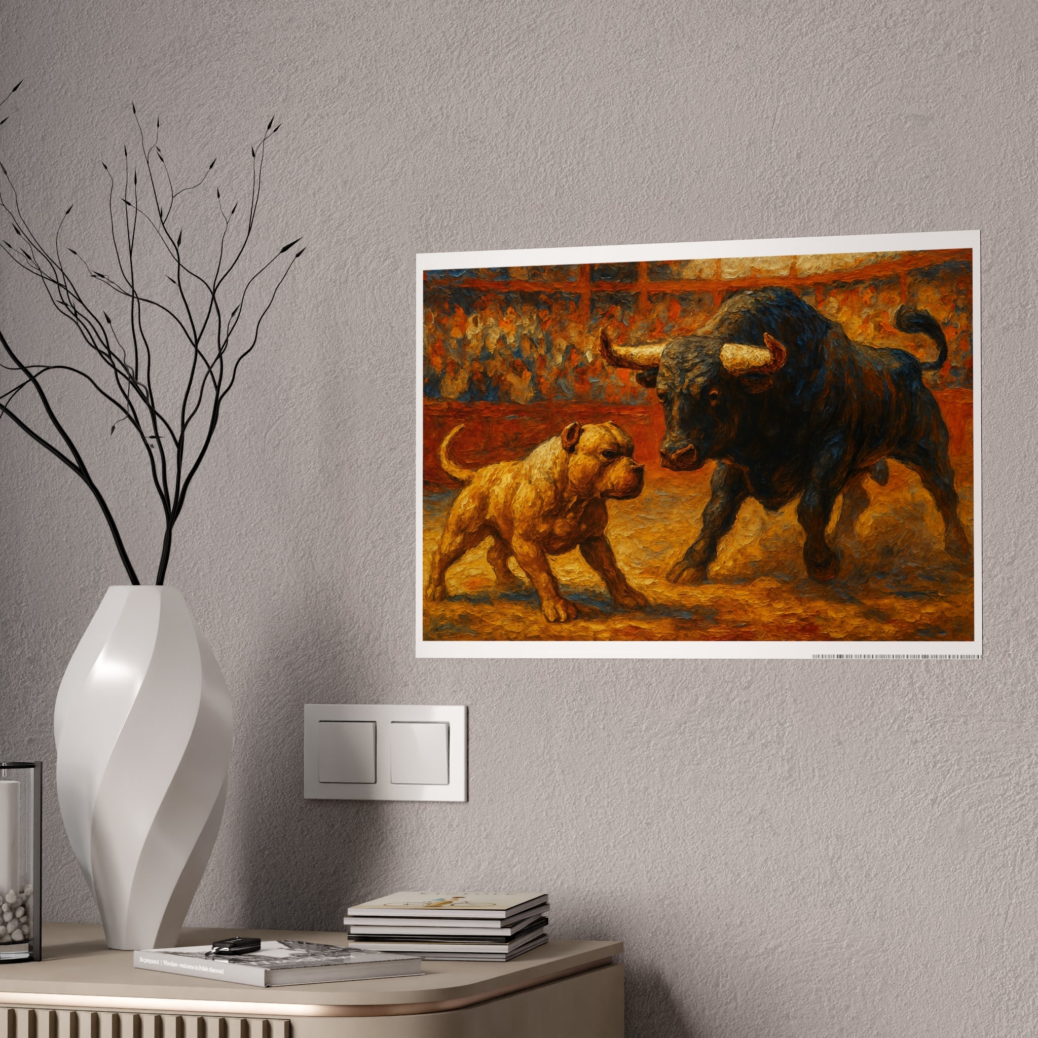 Vibrant Art Gloss Posters – Bull and Dog Encounter