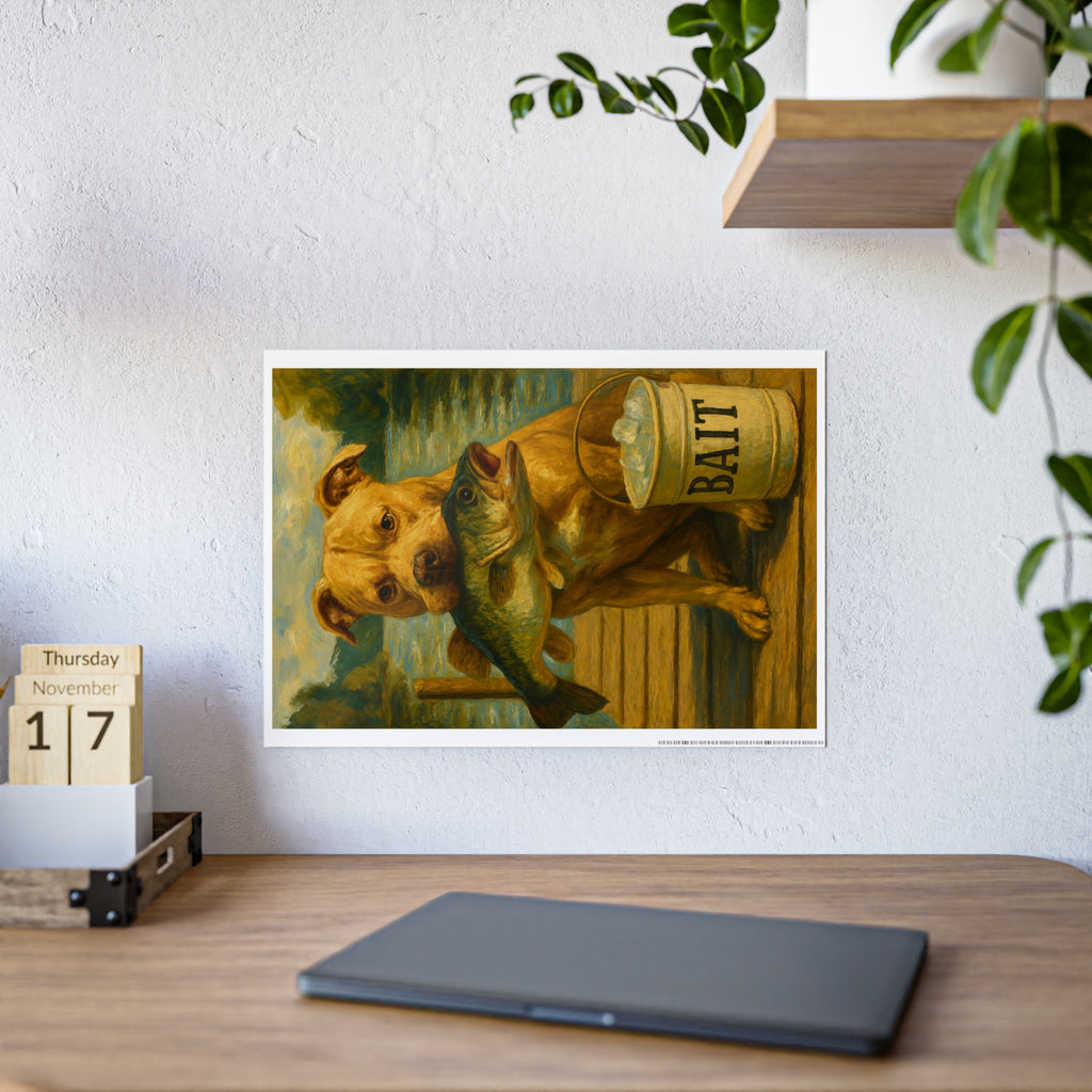 Fishing Dog Gloss Poster - Wall Art for Animal Lovers